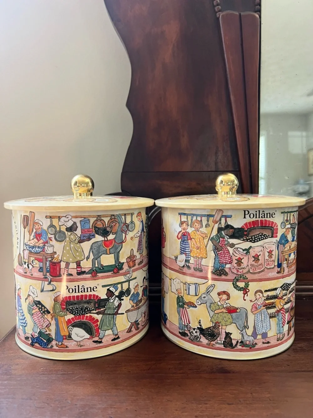 Poilâne Paris French Biscuit Tin Canister Set of 2 Made in France Massilly